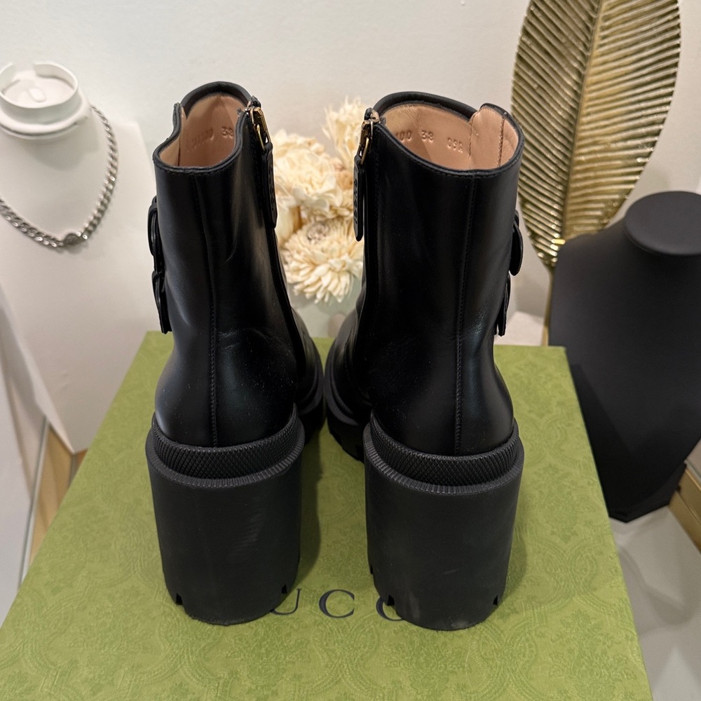 Gucci Kensington Nappa Samoa Ankle Boots with Buckle Detail - Picture 7 of 10